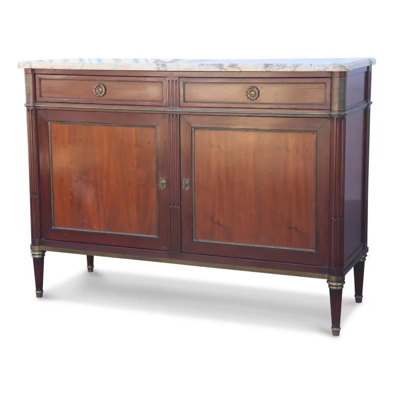 Louis XVI mahogany sideboard mounted on oak with marble top … - Moinat - Buffet, Bars, Sideboards, Dressers, Chests, Enfilades
