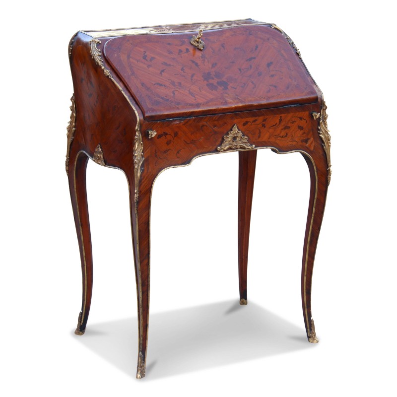 Bureau dos d'âne Louis XV galbé, en bois de violette richement … - Moinat - Bureaux cylindre, à abattant, Secrétaires