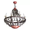 Hot air balloon chandelier in wrought iron and brass - Moinat - Chandeliers, Ceiling lamps