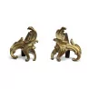 Pair of Louis XV andirons in gilded bronze. - Moinat - Firedogs, Andirons