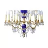 crystal chandelier in gilded bronze and blue glass. - Moinat - Chandeliers, Ceiling lamps