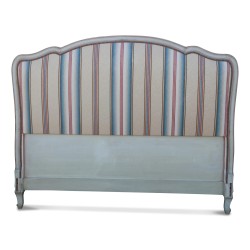 Tête de lit Louis XV moulurée, recouverte de tissu à rayures …