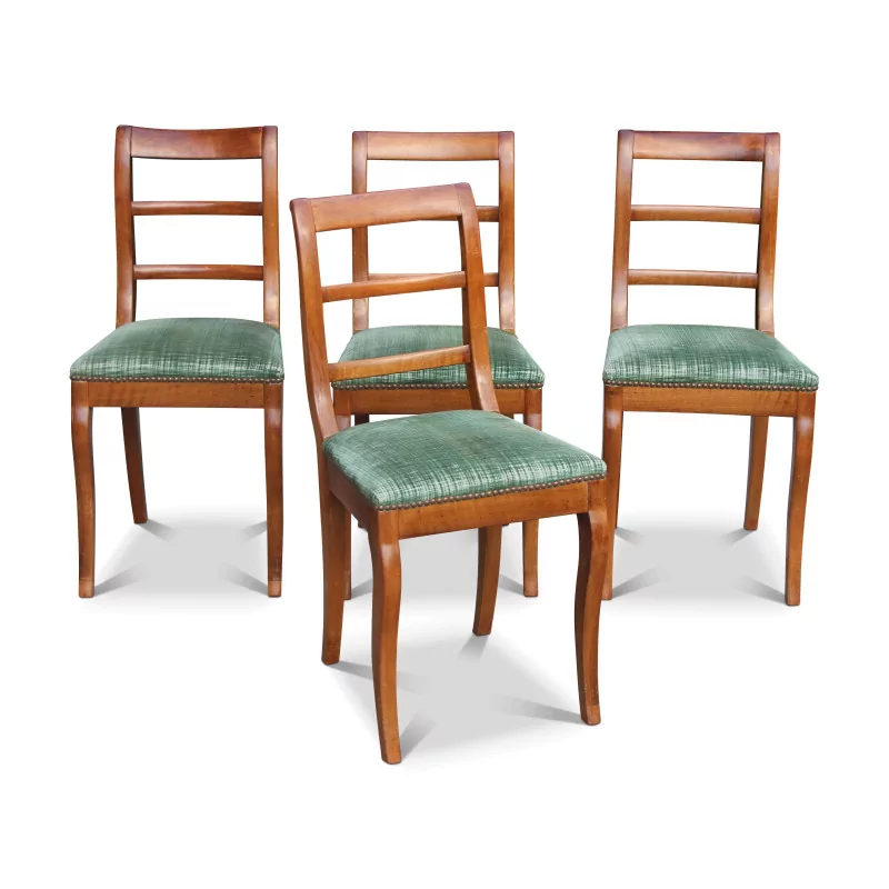 Набор из 4 стульев из орехового дерева с сиденьем, покрытым … - Moinat - Стулья