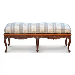Regency style bench in carved beech with its cushion …
