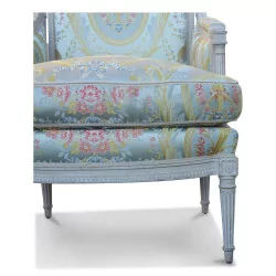 Bergere Louis XVI in gray-white lacquered wood with columns …