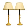 pair of candlestick lamps in gilt and chiseled bronze, with … - Moinat - Table lamps