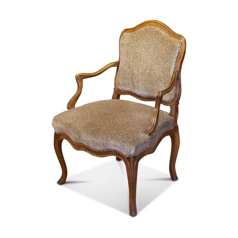 伯尔尼路易十五扶手椅，表面覆盖豹纹天鹅绒。 - Moinat - 扶手椅