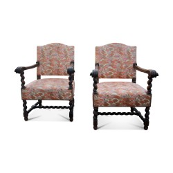 Louis XIII oak armchairs