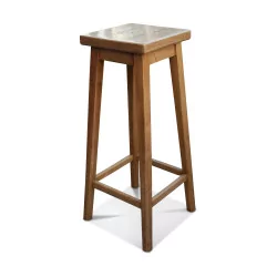 Four walnut bar stools