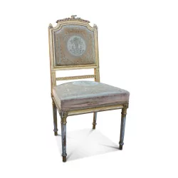 Louis XVI “charm” chair in gilded wood (sculpture missing).