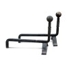 A pair of wrought iron andirons with brass ball. - Moinat - Firedogs, Andirons