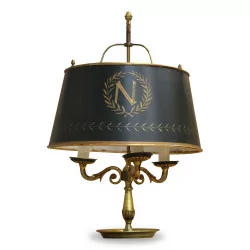 Directoire bronze bouiillotte lamp with three lights, lampshade …