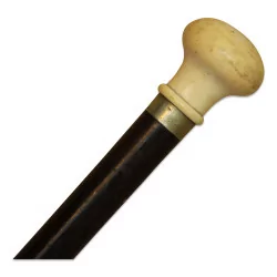 Cane with a round bone handle.