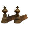 Pair of Directoire andirons with cast iron and bronze. - Moinat - Firedogs, Andirons