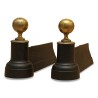 Pair of cast iron and bronze andirons. - Moinat - Firedogs, Andirons
