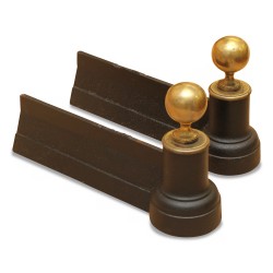 Pair of cast iron and bronze andirons.