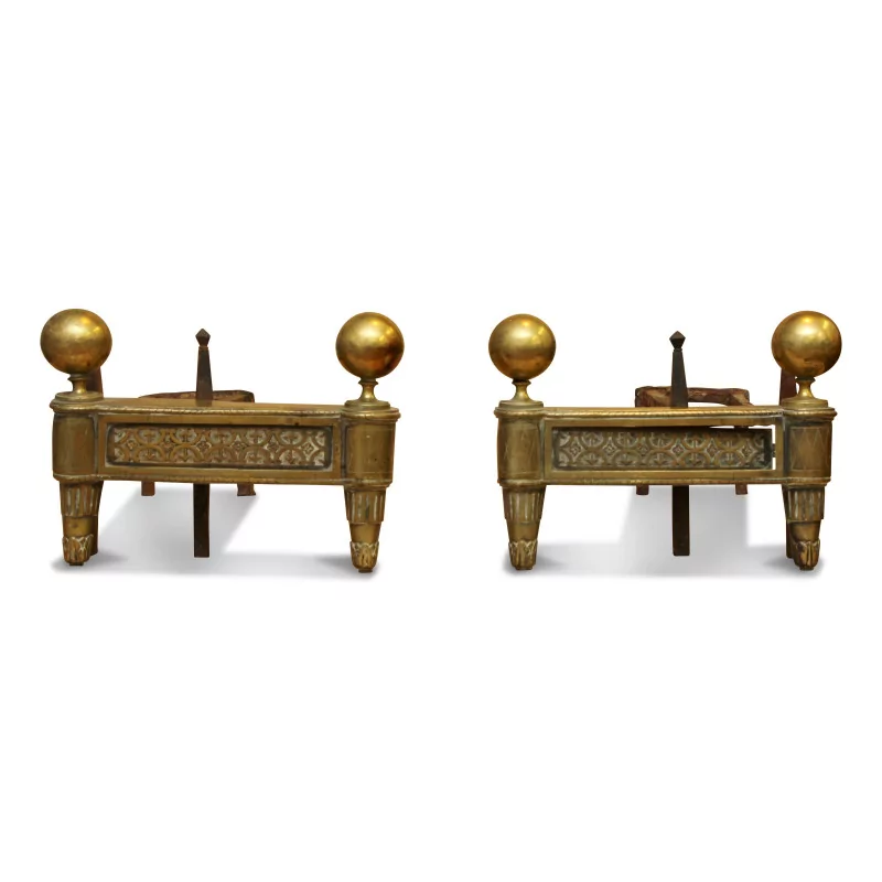 Paar Directoire-Bockböcke aus Bronze im Stil Louis XVI. - Moinat - Kaminböcke