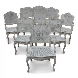 Salon Louis XV comprenant un canapé et six fauteuils