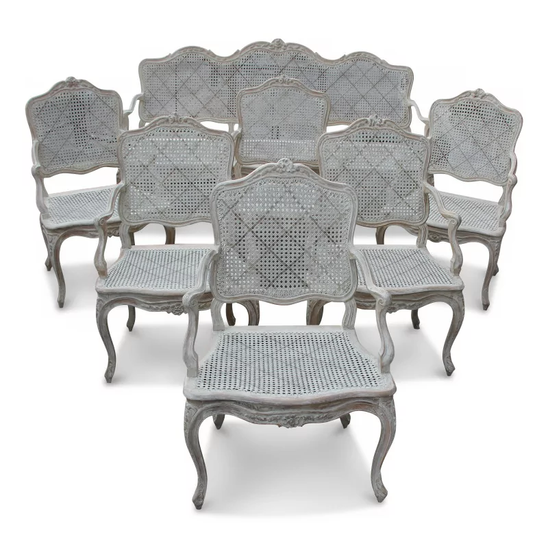 Salon Louis XV comprenant un canapé et six fauteuils - Moinat - Salon des Lumières