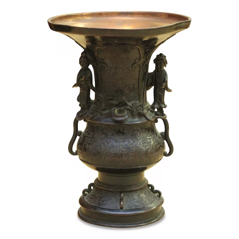 Un vase en bronze bruni japonais. - Moinat - Boites, Urnes, Vases