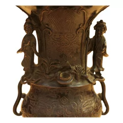 A Japanese burnished bronze vase.