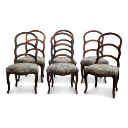 6 Bernese Louis XV chairs in walnut (Switzerland).