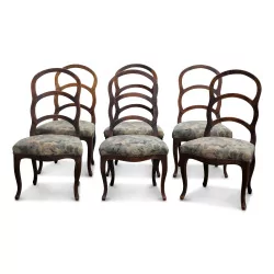 6 把伯尔尼路易十五胡桃木椅子（瑞士）。