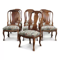  Louis XV Bernese Zungenstuhl walnut chairs.