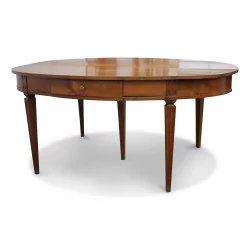 Half-moon table. Rare Swiss model in cherry wood (Fribourg)