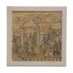 Aquarell, signiert „Le square“