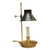 Directoire reading light hot water bottle lamp with green metal lampshade. - Moinat - Table lamps