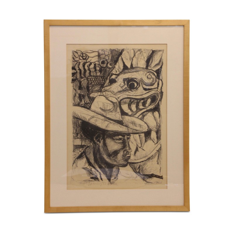 afrikanisches Kunstgemälde. Lithographie von 1953 - Moinat - Gemälden - Verschieden afrikanisches Kunstgemälde. Lithographie von 1953 - Moinat - Gemälden - Verschieden