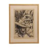 afrikanisches Kunstgemälde. Lithographie von 1953 - Moinat - Gemälden - Verschieden