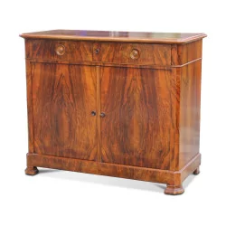 A Louis Philippe walnut sideboard mounted on fir, two drawers