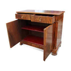 A Louis Philippe walnut sideboard mounted on fir, two drawers