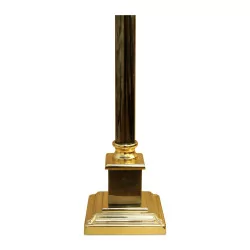 лампа-колонна из бронзы и золота с шелковым абажуром