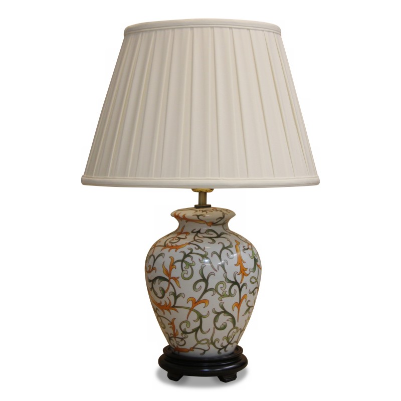 Une lampe en céramique crème orange et vert - Moinat - Lampes de table Une lampe en céramique crème orange et vert - Moinat - Lampes de table