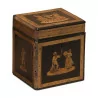Schachtel mit Strohdekorationen, eingelegt mit Schriftzeichen. - Moinat - Schachtel, Urnen, Vasen