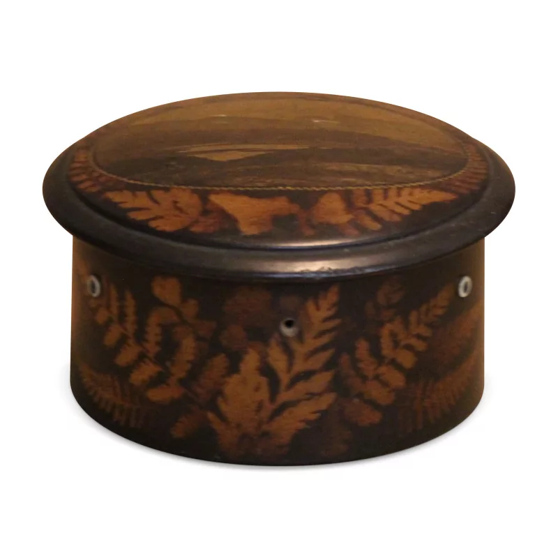 个英国维多利亚时代的圆形盒子，“风景” - Moinat - 箱, 瓮, 花瓶