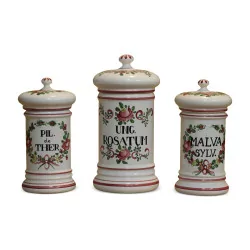 3 Earthenware Pharmacy Pots FA.