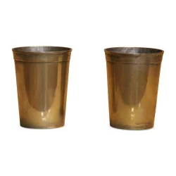 Two brass goblets engraved PNS.