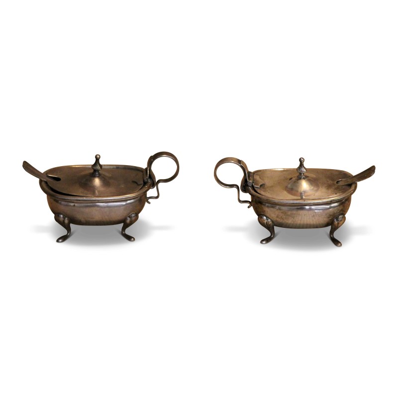 Salière avec cuillère et moutardier avec cuillère. - Moinat - Accessoires de décoration Salière avec cuillère et moutardier avec cuillère. - Moinat - Accessoires de décoration