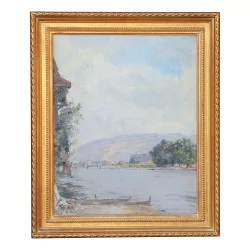 Eine Leinwand von Émile PATRU (1877-1940) „Der Hafen“.