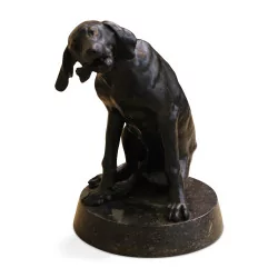 Une sculpture en bronze socle marbre. "le chien".