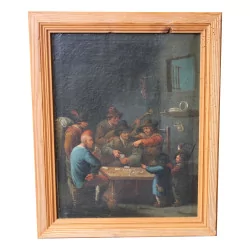 Un tableau, huile sur toile avec cadre en sapin. Italie.
