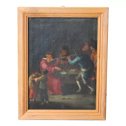 Un tableau, huile sur toile avec cadre en sapin. Italie.