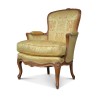 Deux bergères Louis XV recouvert de Lampas de soie - Moinat - Fauteuils