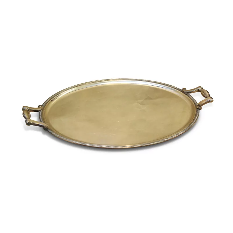 A silver metal tray with pearl decor. - Moinat - Silverware