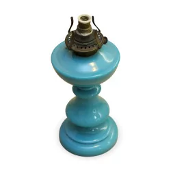 A blue opaline lamp base.