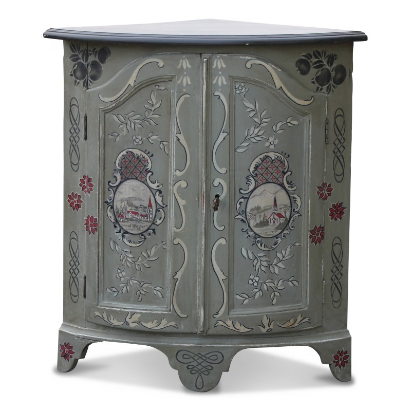 A fir corner. Painted wood with flower decor - Moinat - Chests of drawers, Commodes, Chifonnier, Chest of 7 drawers A fir corner. Painted wood with flower decor - Moinat - Chests of drawers, Commodes, Chifonnier, Chest of 7 drawers